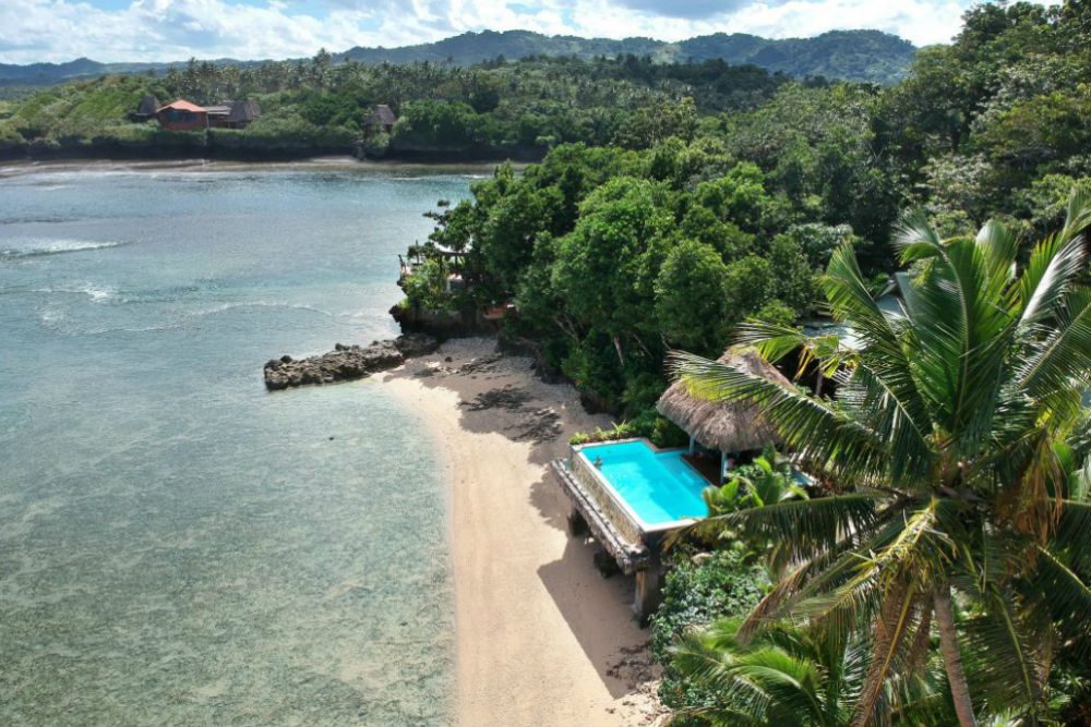 aerial view of Savasi Island Fiji