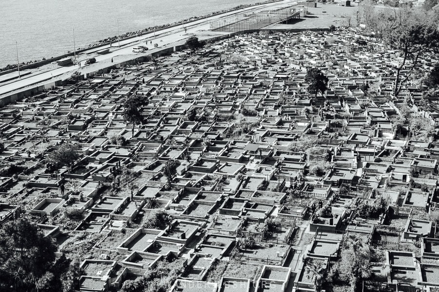 View of a cemetery from Poti Lighthouse.