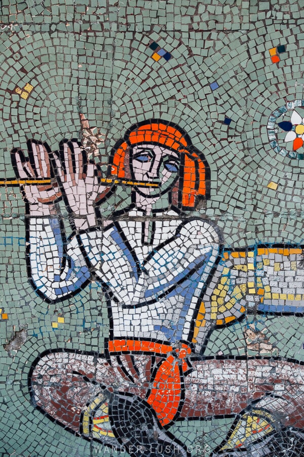 Soviet mosaic on the bandstand in Poti, Georgia.