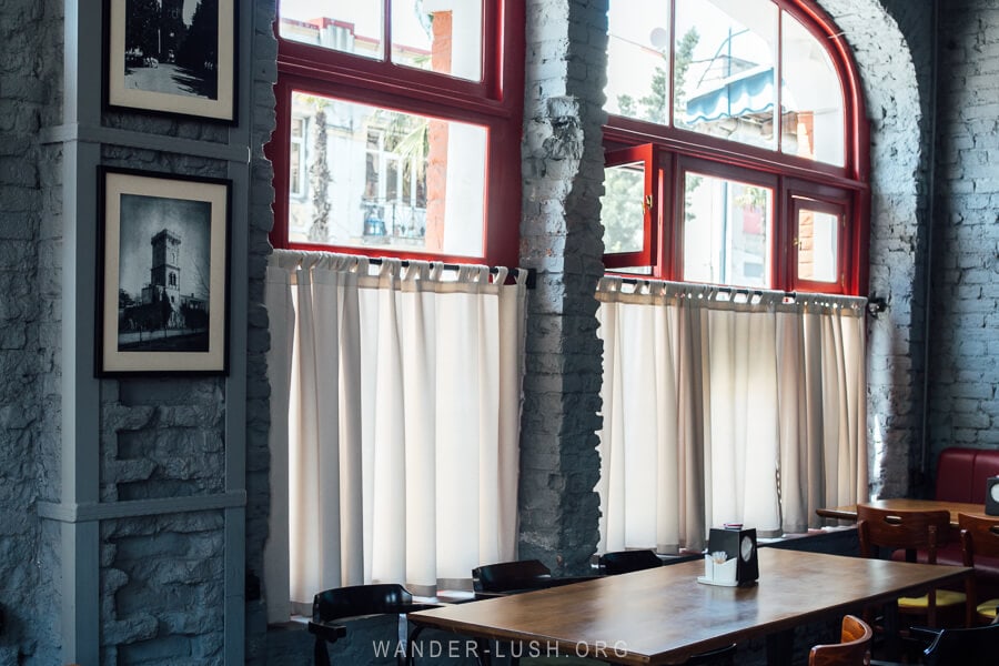 The interior of Bristoli, one of the best restaurants in Poti, Georgia.