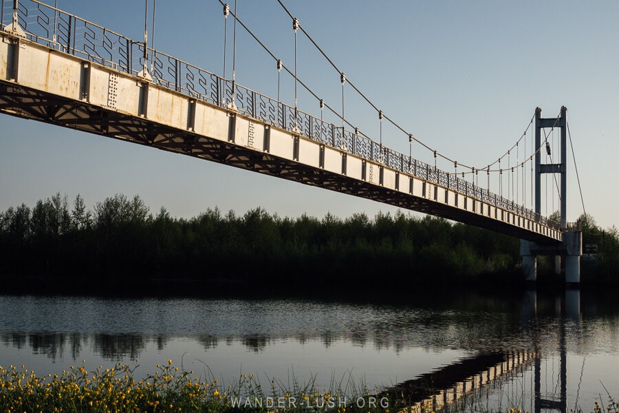 The bridge over Okros Tba, Golden Lake in Poti.