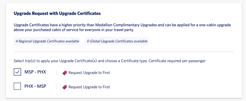 delta upgrade request with upgrade certificates 