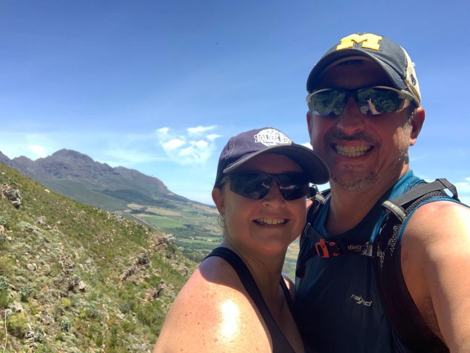 Christian Salafia and his wife Kim on a hike in South Africa.