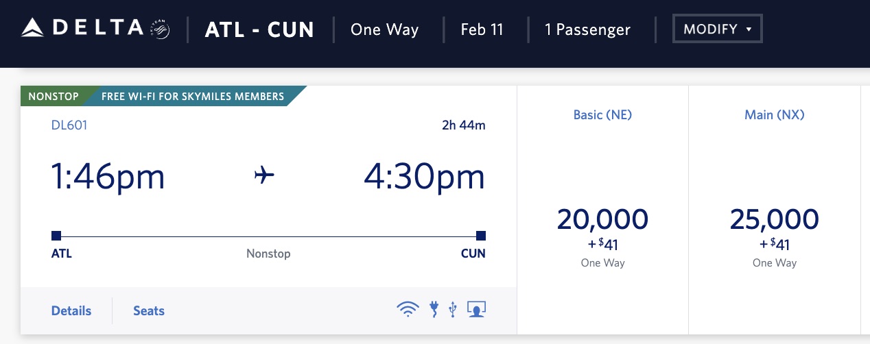 Delta SkyMiles ATL CUN