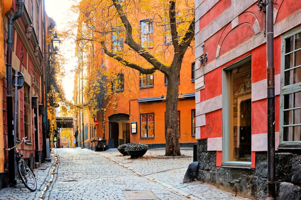 Colorful leafy corner of Gamla Stan, Stockholm