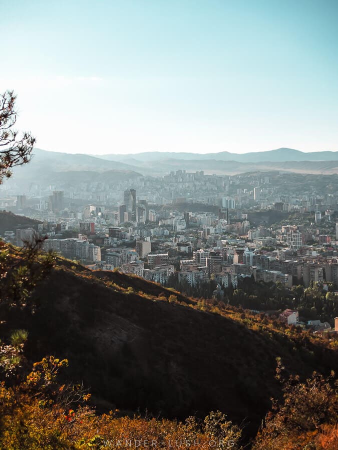 Tbilisi city viewed from above.