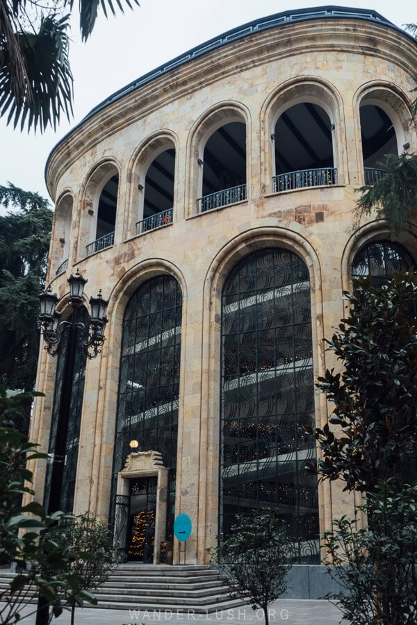 The restored Mtatsminda Cable Car lower station building in Tbilisi, Georgia.