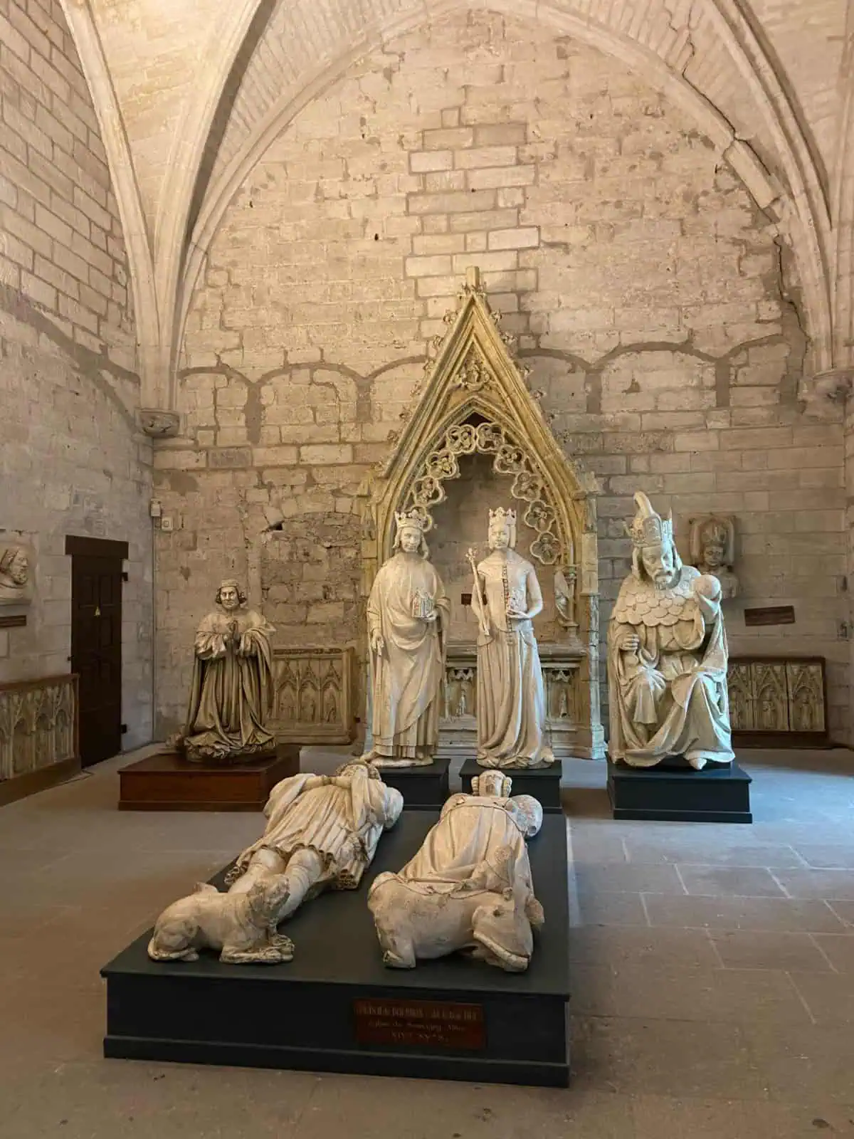 Statues and tombs inside the Palais des Papes, Avignon, France