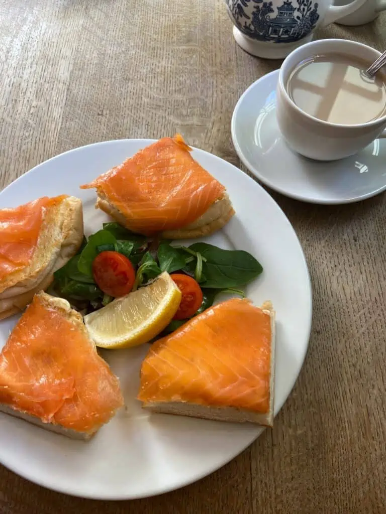 Sally Lunn's bun with smoked salmon