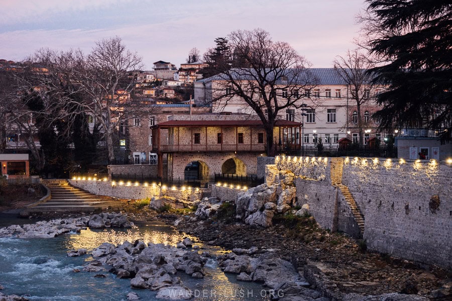 Kutaisi city at sunrise on a winter morning.