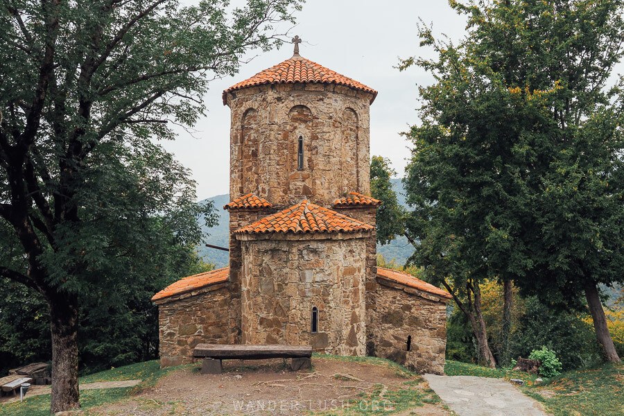 Nekresi Monastery, a stone church overlooking the Alazani River Valley in Kakheti, Georgia.