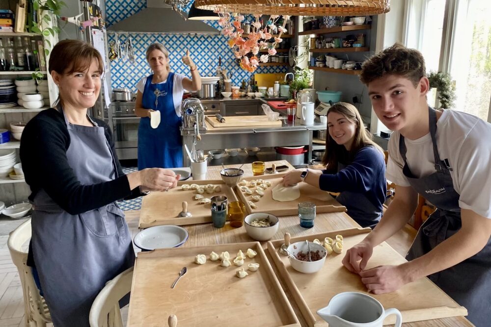 Travelers making pierogi in Krakow.