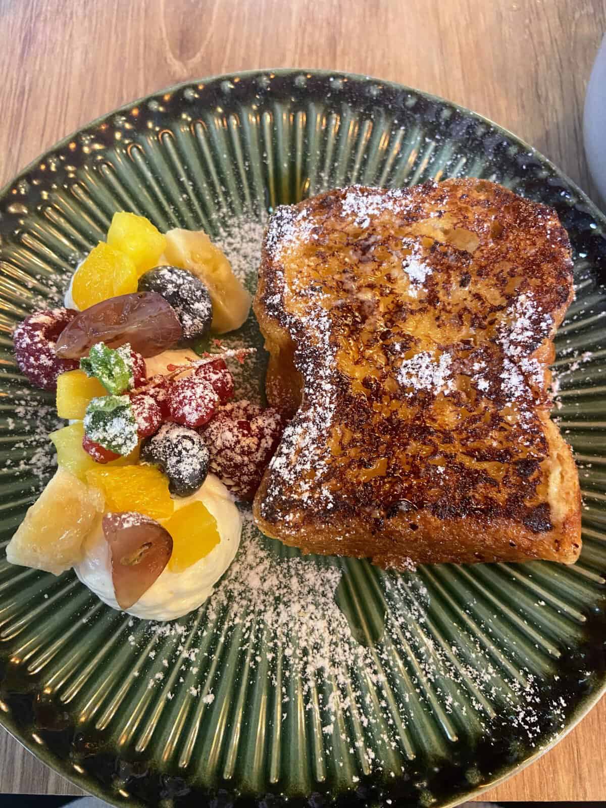 French toast and fruit from Lilian Bonnefoi in Antibes, France