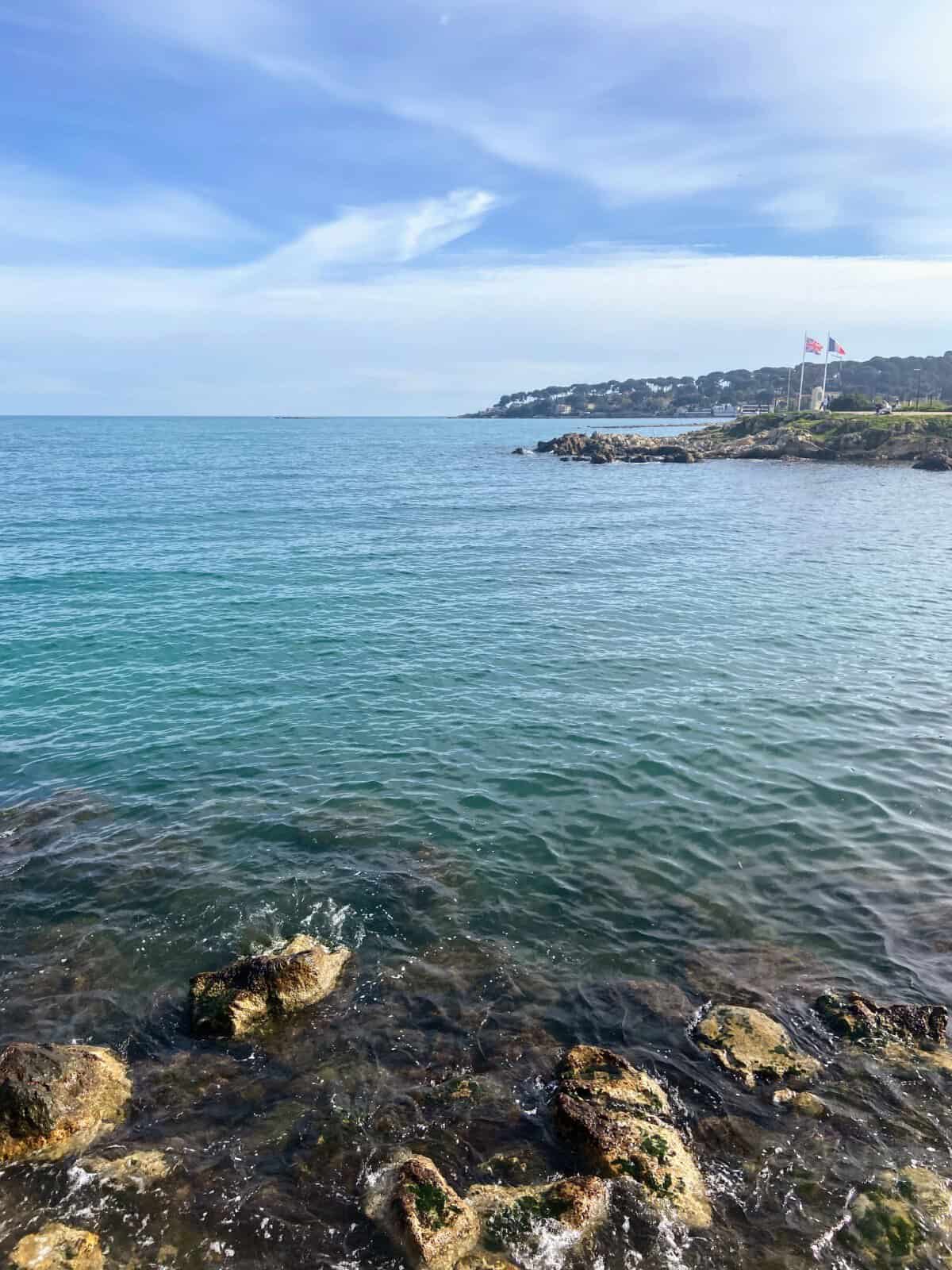 Blue ocean water in Antibes, France