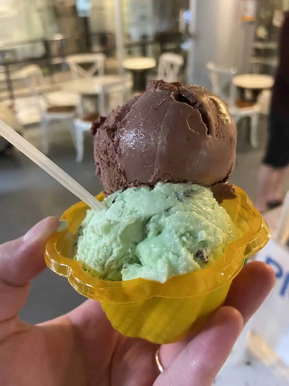 Where to Eat in Yaletown, Vancouver 32 A cup with chocolate and mint gelato from Yaletown Gelato